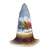 Capa pequeña con capucha estampada de árbol de las cuatro estaciones, disfraz de cosplay, perfecto para disfraces y fiestas de vacaciones