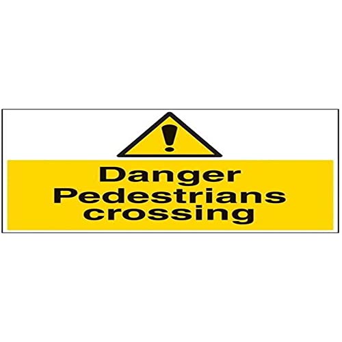 Image of Vsafety Danger, Pedestrians Crossing Warning Sign - 600mm x 450mm - 2mm Rigid Plastic