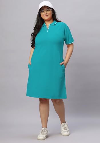 Image of Wear Your Opinion Women's Plus Size Soft PQ Polo Collar Neck Tipped Tshirt Dress