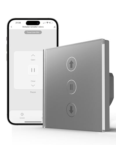 Allevoi Interrupteur Volet Roulant Connecté WiFi, Interrupteur Tactile de Stores Contrôle Intelligent via App SmartLife, Commande Vocale Alexa/Google, Minuterie Programmable (Fil Neutre Requis)