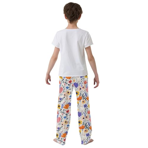 Boys' Pants Colorful Bohemian Wildflower Doodle Long Bottoms Jogger Pants Elastic Waist Trousers with Pockets S-XL3