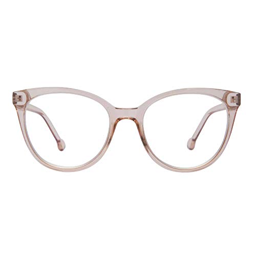 Madison Avenue Blue Light Glasses for Women,Oversize Cat Eye Blue Light Glasses Women,Spring Hinges Computer Eyeglasses (Transparent Brown)