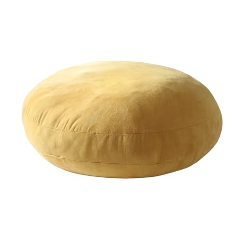 Hodeco Round Throw Pillow 18x18 for Kids 100% Polyester Filling Super Soft Cushion Ultra Fluffy Down-Like Touch Decor Round Floor Pillow for Couch Bed Sofa, Ginger Yellow, 1 Piece