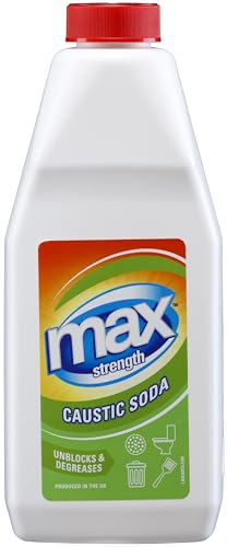 Max Strength Caustic Soda High Performance Caustic Soda Drain Unblocker and Degreaser Powerful Sodium Hydroxide for Bins Toilets Drains Concrete Paths and More 1kg - Made in the UK
