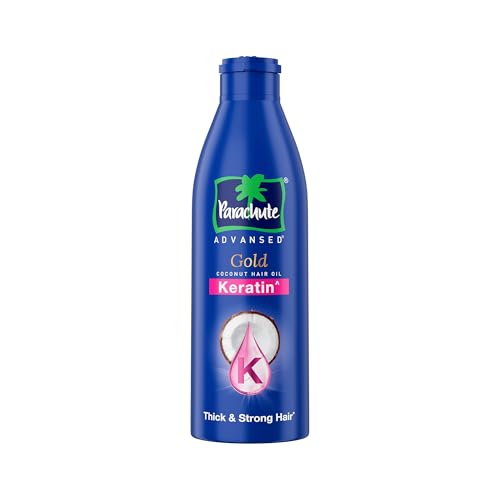 Parachute Advansed Gold Keratin Coconut Hair Oil | Thick & Smooth Hair| No Paraben or Silicone | 300ml Parachute Advansed Gold Keratin Coconut Hair Oi