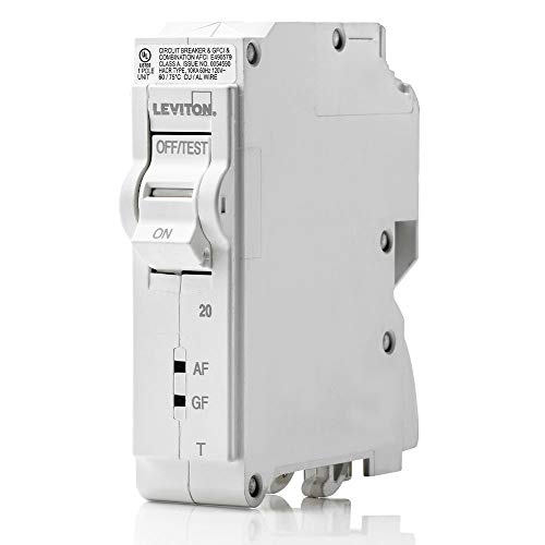Leviton LB120-DFT 20A 1-Pole Plug-On AFCI/GFCI Branch Circuit Breaker, Thermal Magnetic, 120 VAC, White by Leviton - Used condition - US$56.21