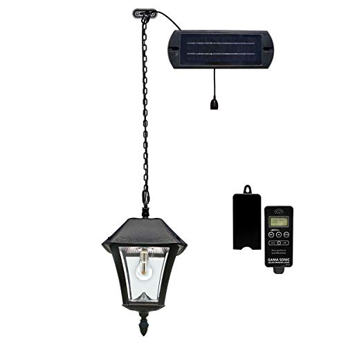 GAMA SONIC Baytown II Bulb Solar Hanging Light on Chain with Remote, Black (GS-105B-CX)