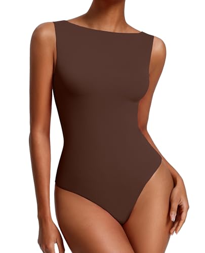 Avidlove Womens Boat Neck Bodysuits Double Lined Tank Body Suits Top One Piece Going Out Tops Concert Outfits