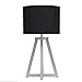Simple Designs LT1069-GYB Interlocked Triangular Wood Fabric Shade Table Lamp, Gray/Black