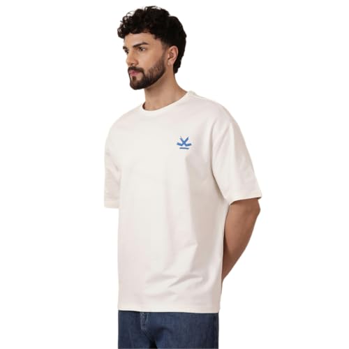 Image of WROGN Men's Pure Cotton T-Shirt | Artistic Print | Oversized Fit