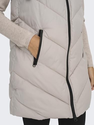 JDY Femme Skylar Padded Hood Waistcoat Otw Noos Gilet, Beige, L EU