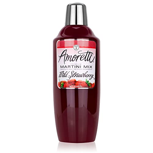 Amoretti - Premium Wild Strawberry Martini Mix, 7 Servings Per Bottle (28 oz), Perfect for Cocktails, Alcoholic Beverages, Mocktails, Martinis, Made with Real Fruit, Gluten Free, Vegan, Kosher