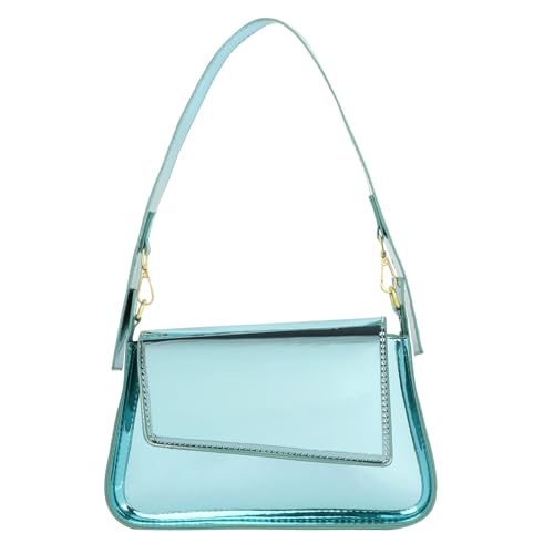 Image of Womens Y2k Sparkly Silver Hobo Bag Tote Evening Bag Metallic Clutch Satchel Shoulder Bag for Wedding Party Prom