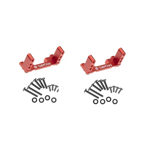 RampCrab Servo Mount Bracket for FXC24, Adjustable Servo Mount Tray, 1/24 RC Car Steering Servo Mount for FMS FCX24 Power Wagon Butcher & Max Smasher Big Foot, K5 Upgrade Parts, Alu, Red 2P