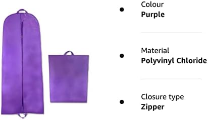 Goal Winners Breathable Wedding Gown Long Dress Bridesmaid Showerproof Garment Clothes Cover Storage Bags - 183cm (72 Inch) - Purple