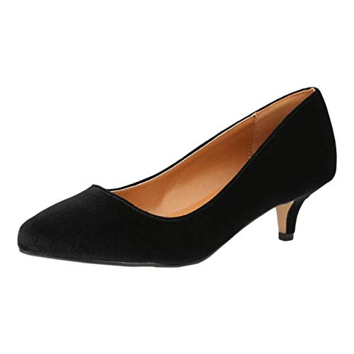 Image of MAIERNISI JESSI Unisex Men's Women's Pointed Toe Kitten Heel Pumps, 2 Inch Low Heel Office Dress Shoes