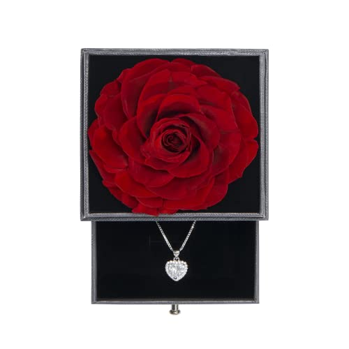 XiDi Forever Rose Gifts for Moms, Mom Love Necklace for Women, Memorial Day Gift for Her Birthday, Valentine's Day Gifts for Wife or Girlfriend (Red)