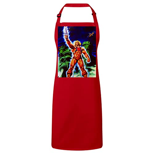 Tablier cuisine rouge He-Man idéal pour vos soirées barbecue entre amis