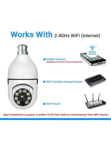 Eyetech 360 Light Bulb Wireless IP WiFi Camera, Bulb Camera 360 1080p WiFi Auto Rotation Fish Eye 360 Degree Panoramic Mini Lamp IR CCTV 1080p Home... - Image 3