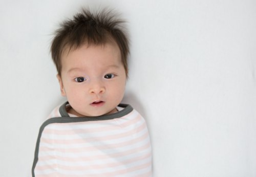 Amazing Baby Swaddle Blanket With Adjustable Wrap, Set Of 3, Little Feather, Stripes And Solid, Pink, Small #TOP3
