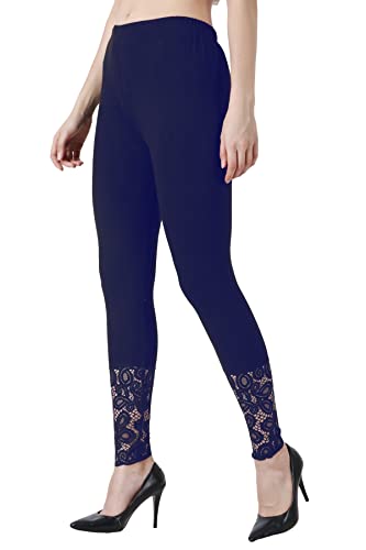 Image of Women's Soft & Stretchable Cotton Leggings Lace Ankle Length Color