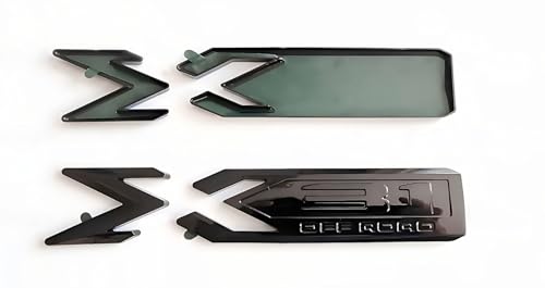 Image of Pair Set Sierra 1500 X31 Off Road Emblems 3D Rear Bodyside Truck Bed Decal Badge Nameplate Replacement for 2019-2022 Sierra 84682662 (Overlay Emblem Gloss Black)