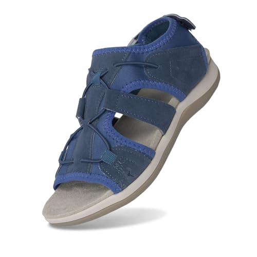 Image of Generisch 2026 Women's Orthopedic Wedge Sandals, Comfortable Sandals with Open Toe and Arch Support, Low Top, Round Toe Casual Sandals for Women, darkblue, 8.5 UK