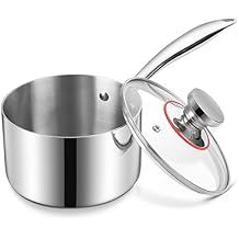 LIANYU 2QT Saucepan with Lid, Triply 18/10 Stainless Steel Sauce Pan with Stay-cool Handle, 2 Quart Induction Cookware for Cooking Boiling Stewing, Dishwasher Safe