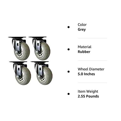 Headbourne 8270E Designer Casters 5 Inch Soft Rubber Chrome & Black Designer Caster, 4 Pack #TOP6