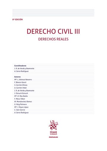 Derecho Civil III. Derechos Reales 8ª Edición (Manuales de Derecho Civil y Mercantil)