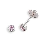 Turmalina - Pendientes bebe niña piedra rosa de Plata de Ley 925, de la marca de joyería Turmalina by Martina