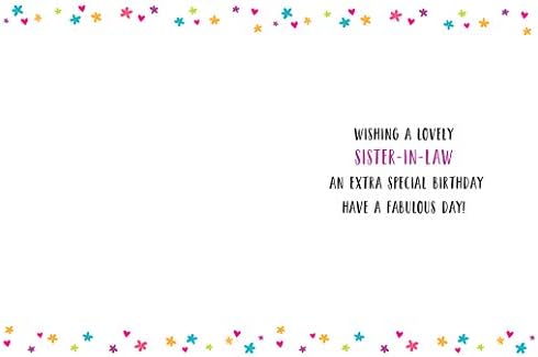 Modern Birthday Card Sister in Law - 8 x 6 inches - Regal Publishing, black|pink|yellow|green|grey