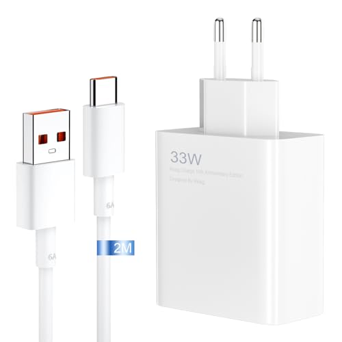 Caricatore Rapido 33W PHONILLICO Per Xiaomi Redmi Note 13/12/11/10, Poco X5/M4 Pro/X3, Mi 11 Lite, Pad 5/6 – Adattatore Da Muro USB