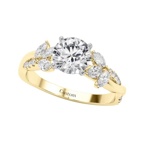 Personalized Floral Infinity Ring - 10K/14K/18K Solid Gold/Sterling Silver Round Moissanite Customized Engagement Wedding Promise Ring Jewelry Gift for Women