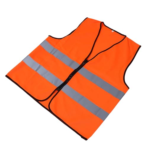 Kisangel Chaleco Reflectante de Seguridad Fluorescente Naranja L Cremallera Chaleco de Trabajo para Adultos para Construcción y Actividades al Aire Libre