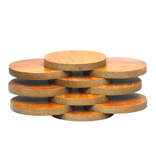 Image of MDF Coasters for DIY Art & Craft | Tea Coasters | for Resin Art | Pack of 12pcs, 2 Inch Round Shape | Wooden Brown Color
