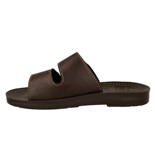 Image of AEROBLU Comfortable Flat Slippers for Men | Dual Adjustable Velcro Strap | Anti SKid & Lightweight Slip-On Flats for Indoor & Outdoor use