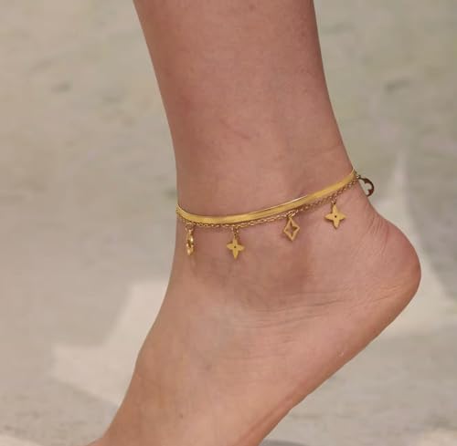Luxury 18K Gold-Plated Anklet for Women - Waterproof Statement Jewelry, Gold jewelry For Women, Double-Layer Charm Anklet. Great For The Christmas gift. - Image 8