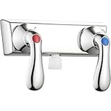 Camper Shower Dual Faucet, RV Shower Faucet Valve Diverter with Winged and Classical Handles (Chrome Polished)