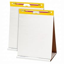 Post-it Meeting Chart,20 x 23 Inches, 20 Sheets Per Pad,1 Pad,Portable, White,Primary Ruled Lines,Premium Self Stick Flip Chart Paper,Great for Teachers and Students, Built-in Easel Stand Pack of 2