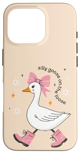 Goose Silly On The Loose Pink Bow �K�[���Y �L�b�Y ���[�X ���f�B�[�X �X�}�z�P�[�X iPhone 16 Pro �p