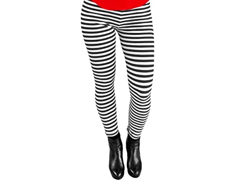 Bock op Kölle Damen Leggings Ringel für Party Karneval, Fasching Verkleidung (M/L, Ringel schwarz-weiß)