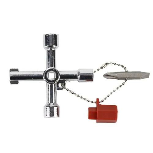 S & S PRODUCTS 4-Way Utility Meter Box Key – Multi-Functional Cross Key Tool for Gas, Water, Electric, Radiator Cabinets, Valves & Switchboards