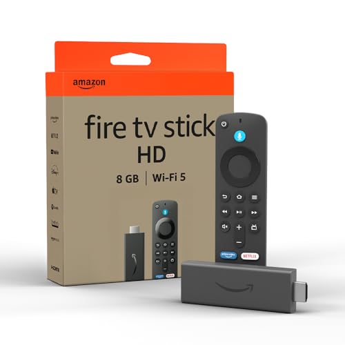 Amazon Fire TV Stick HD (Ultimo modello), TV gratuita e in diretta, telecomando vocale Alexa, controlli per Casa Intelligente, streaming HD