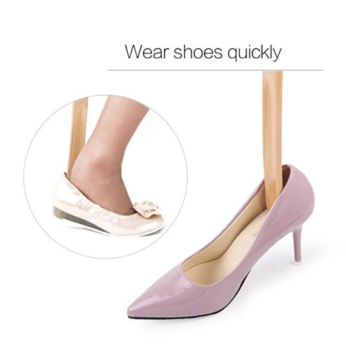 Calzador zapato madera cuerno flexible mango largo 38cm útil 6
