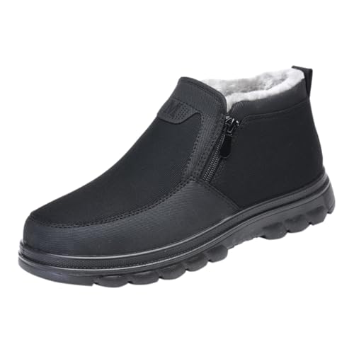 Dinglong EU 44 Bottine Neige Bottes De Neige Chaudes Et Froides pour Hommes, Printemps Et Automne, Grande Taille, en Velours, Plus Épais, Fermeture Éclair Latérale, Décontractées, À Fond Courtes