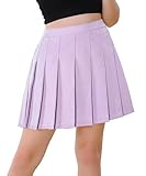 Womens Novelty Skirt, Skater Tennis Skirt High Waist School Uniform Pleated Skirt,Purple, Size Large
