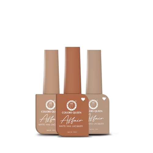 Colors Queen Affair Nail Polish Set of 3-04 Rusty Cinemon, 30 Amber Wood & 38 Espresso | Quick Drying Nail Polish, Semi Matte Finish Nail Kit | Highly Pigmented & Long Lasting Enamel 13ml Each