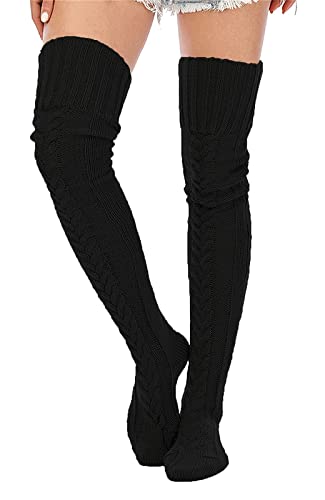 SherryDC Women's Cable Knit Thigh High Socks Winter Boot Stockings Extra Long Over Knee High Leg Warmers2
