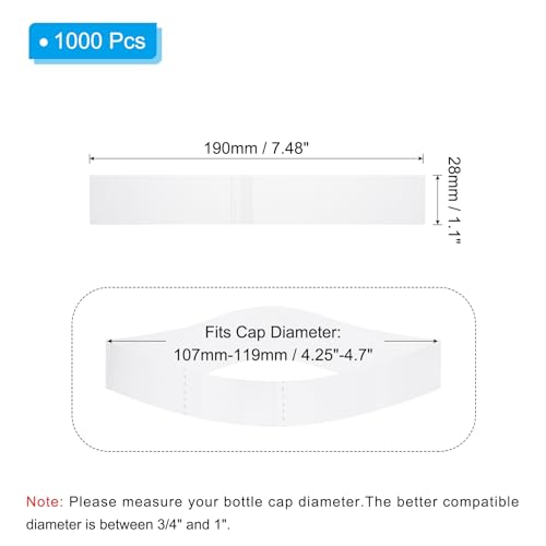 Image of PATIKIL 190x28mm PVC Perforated Shrink Bands, 1000Pcs 0.05 mm /2 Mil Thickened Heat Shrink Seal Wrap Fit for 4.25 inch-4.7 inch Cap Diameter Essential Oil Bottles Jars Cans Tin, Clear